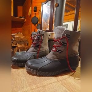 Grey and Red IZOD boots